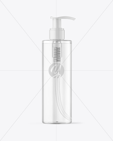 Clear Cosmetic Bottle with Pump Mockup