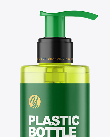 Color Plastic Cosmetic Bottle with Pump Mockup