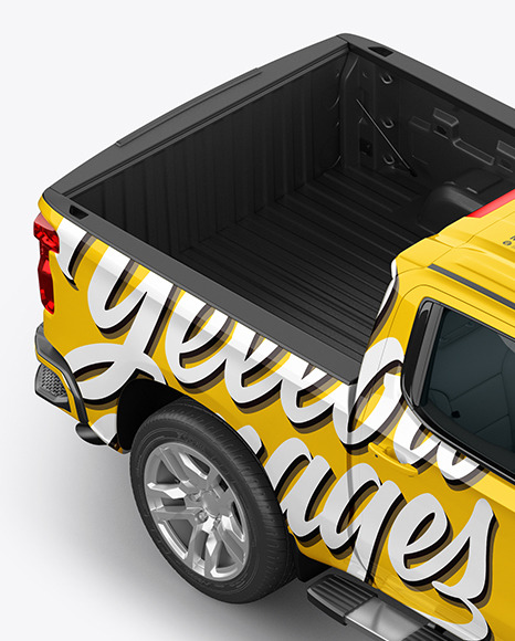 Full-Size Pickup Truck Mockup - Half Side View (High-Angle Shot)