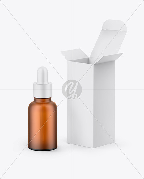 Paper Box W/ Amber Dropper Bottle Mockup