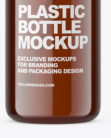 Amber Cosmetic Bottle with Pump Mockup