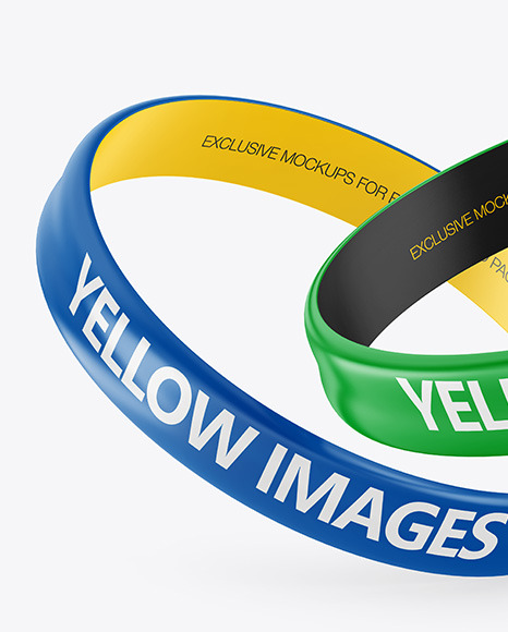 Two Glossy Silicone Wristbands Mockup