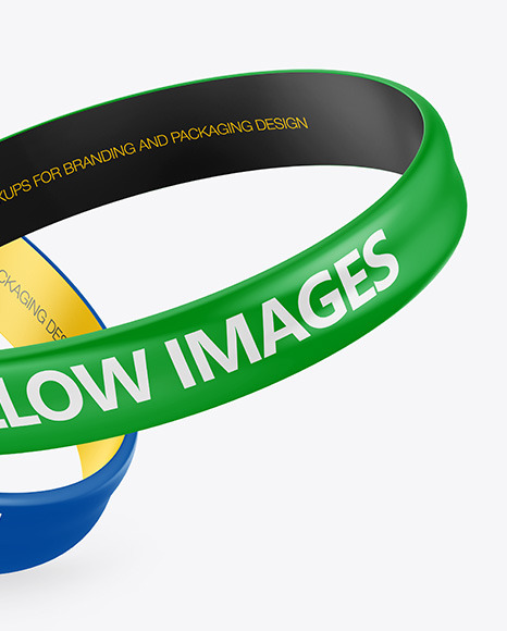 Two Glossy Silicone Wristbands Mockup