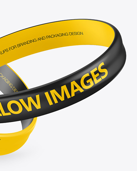 Two Glossy Silicone Wristbands Mockup