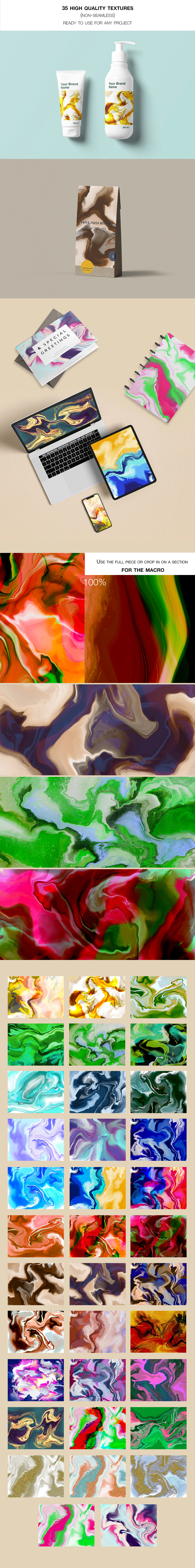 Fluid art design Collection. 35 Abstract Textures