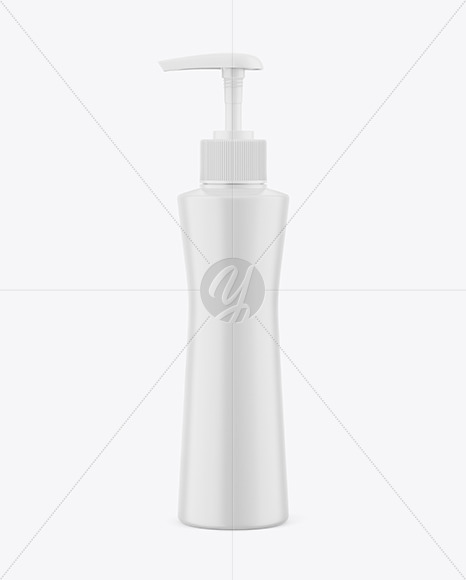 Matte Plastic Cosmetic Bottle With Pump Mockup