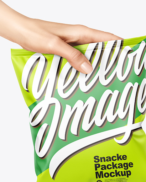 Matte Snack Package in a Hand Mockup