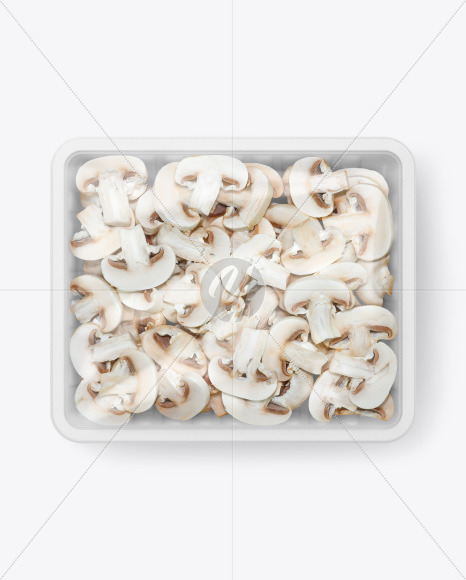 Plastic Tray With Sliced Champignon Mockup