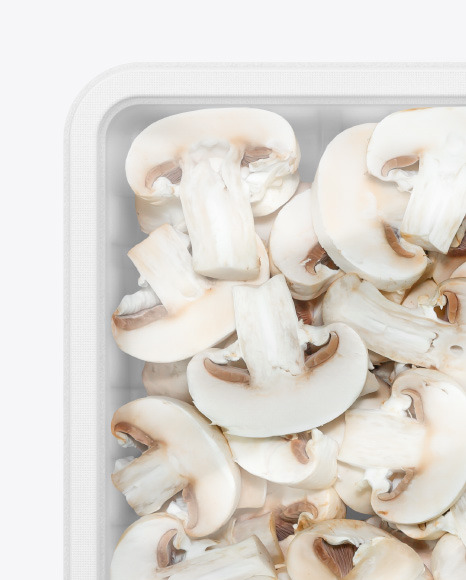 Plastic Tray With Sliced Champignon Mockup