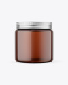 Amber Glass Cosmetic Jar with Metallic Cap Mockup