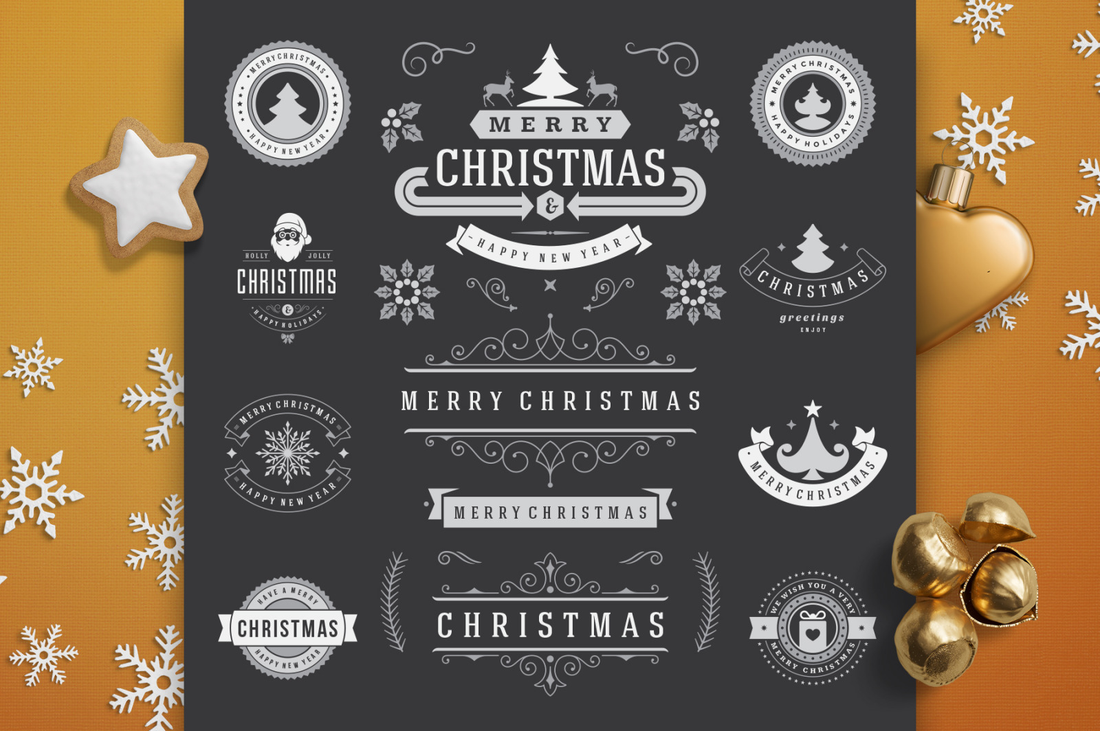 Christmas 30 labels and badges