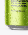 Aluminium Can With Water Drops Mockup