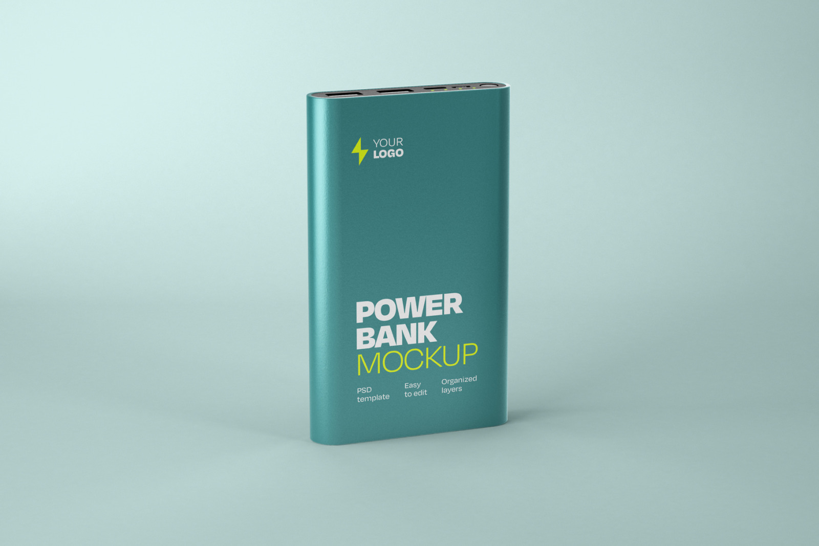 Glossy Power Bank Mockup Set Glossy Power Bank Mockup Set