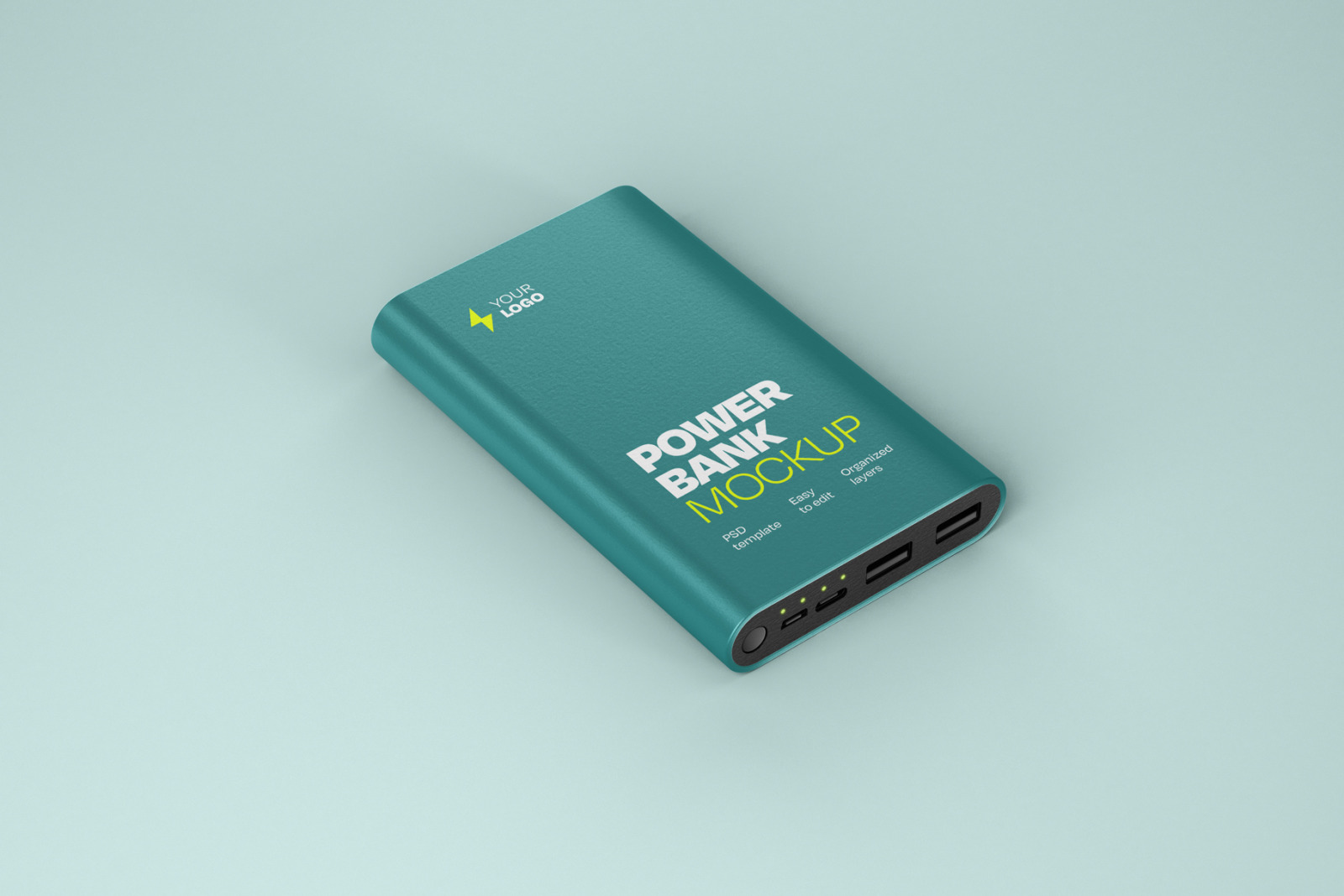 Glossy Power Bank Mockup Set Glossy Power Bank Mockup Set
