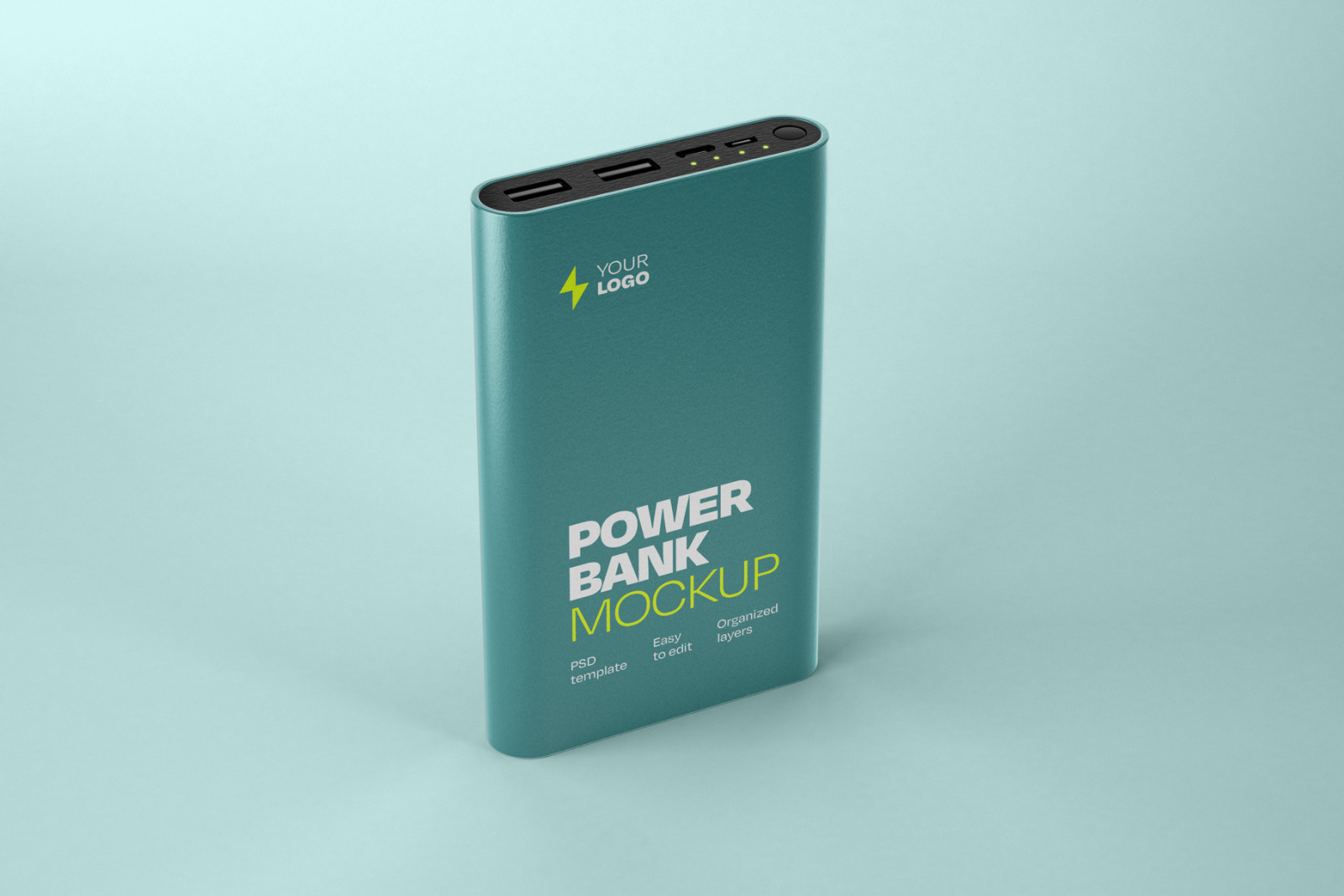Glossy Power Bank Mockup Set Glossy Power Bank Mockup Set