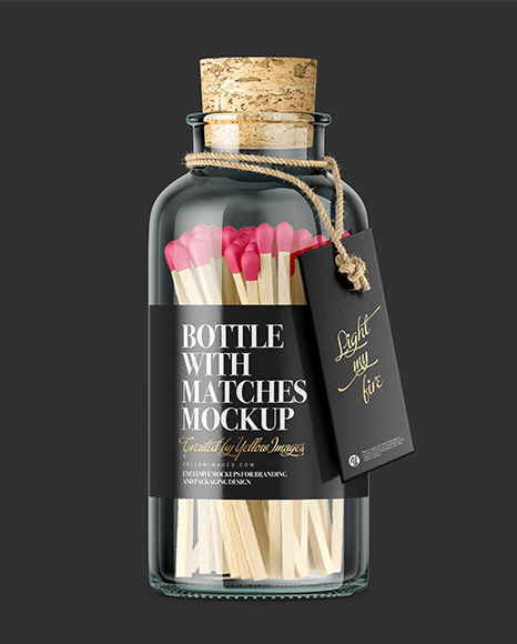Bottle With Matches Mockup