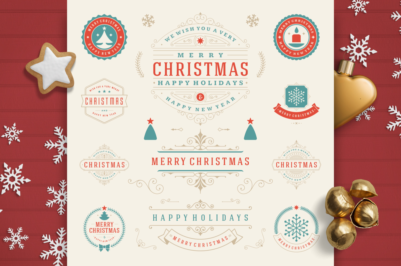 Christmas 30 labels and badges