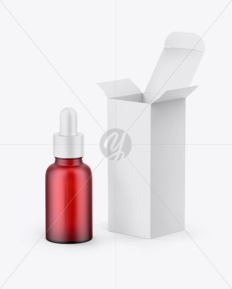 Paper Box W/ Red Dropper Bottle Mockup