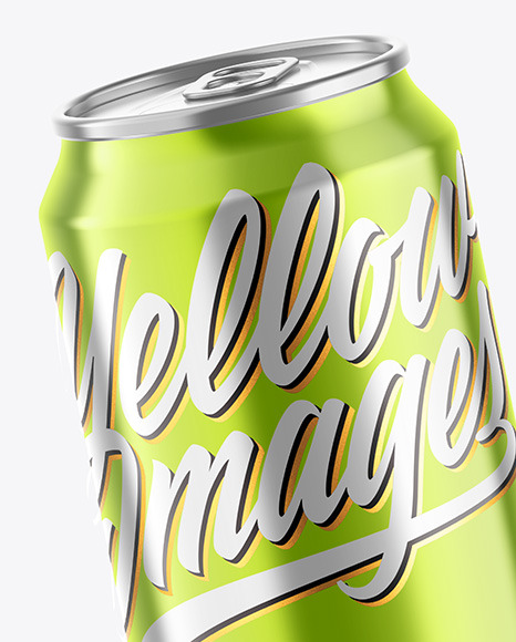 Glossy Metallic Drink Can Mockup