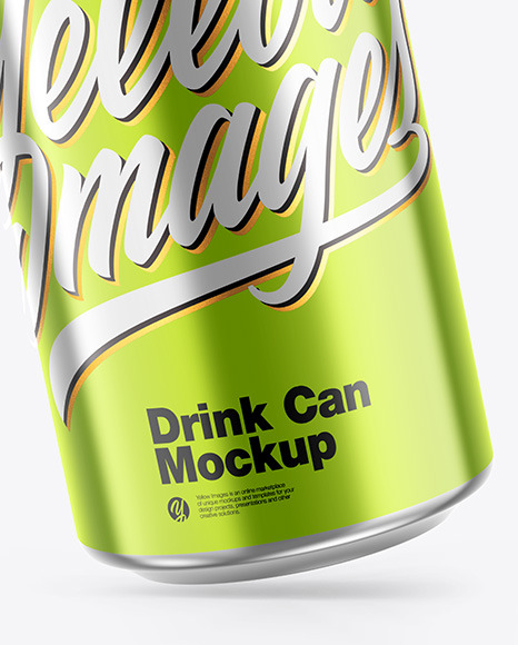 Glossy Metallic Drink Can Mockup