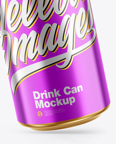 Glossy Metallic Drink Can Mockup