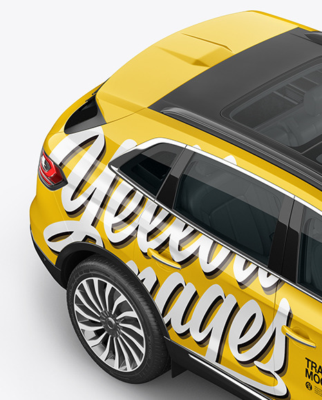 Crossover SUV Mockup – HalfSide View (High-Angle Shot)