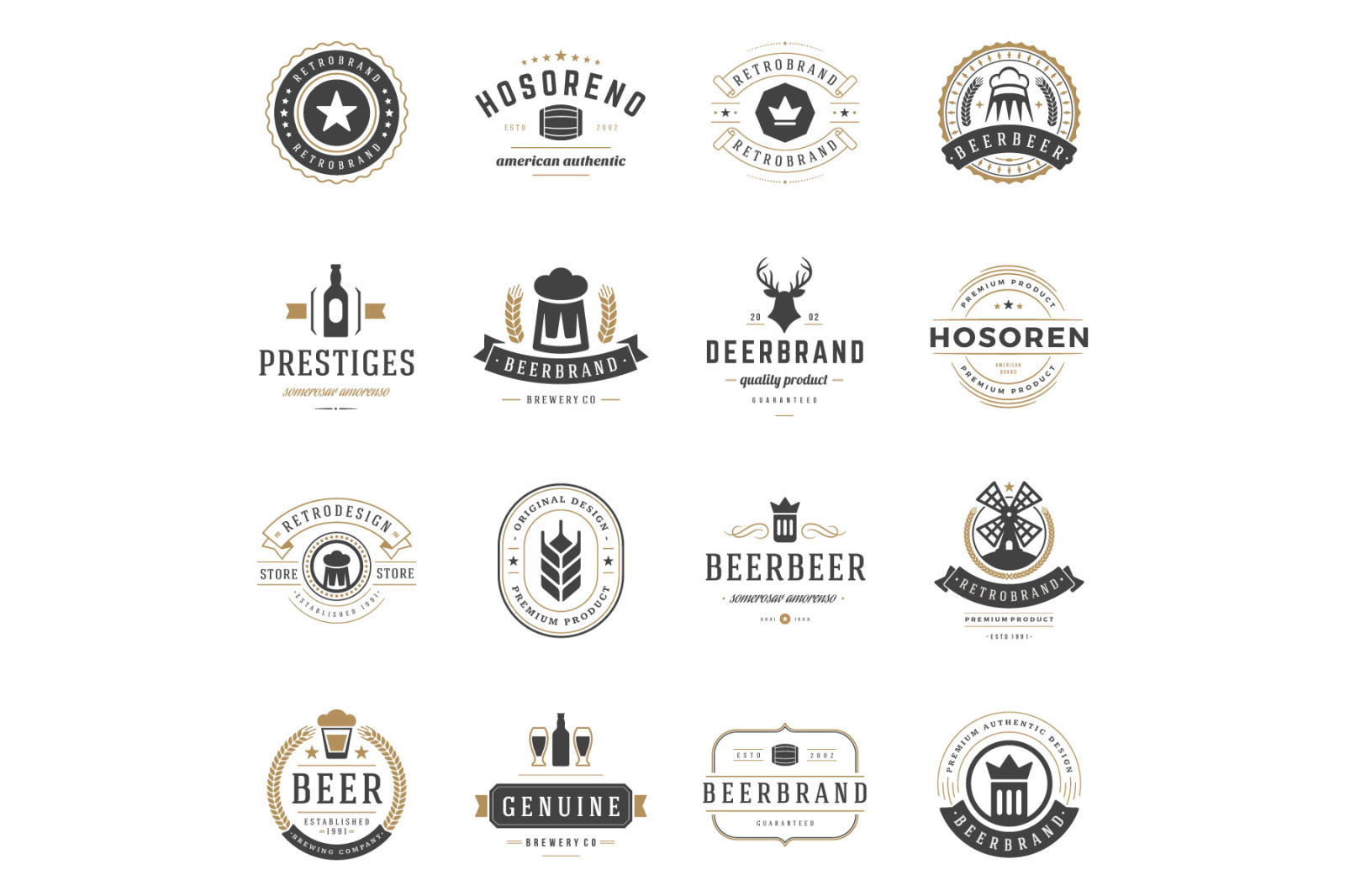 45 Beer Logotypes and Badges