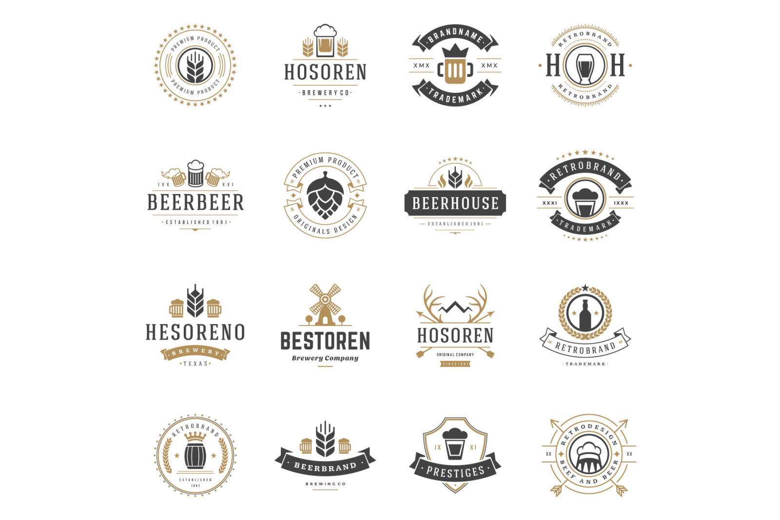 45 Beer Logotypes and Badges