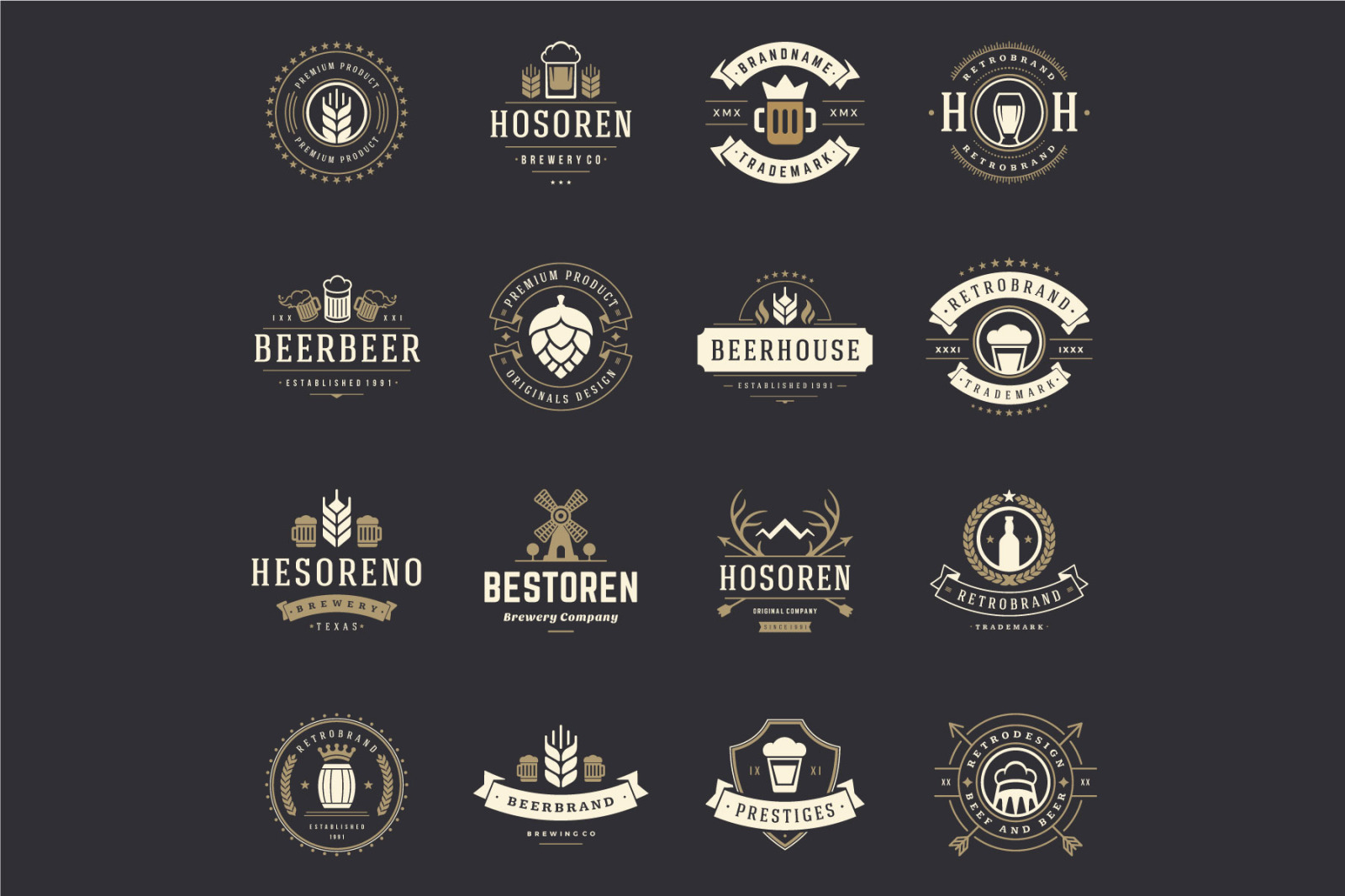 45 Beer Logotypes and Badges