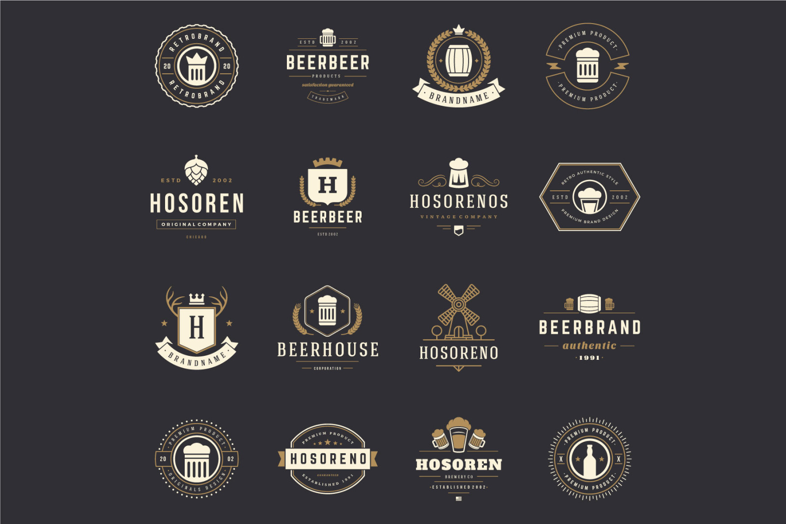 45 Beer Logotypes and Badges