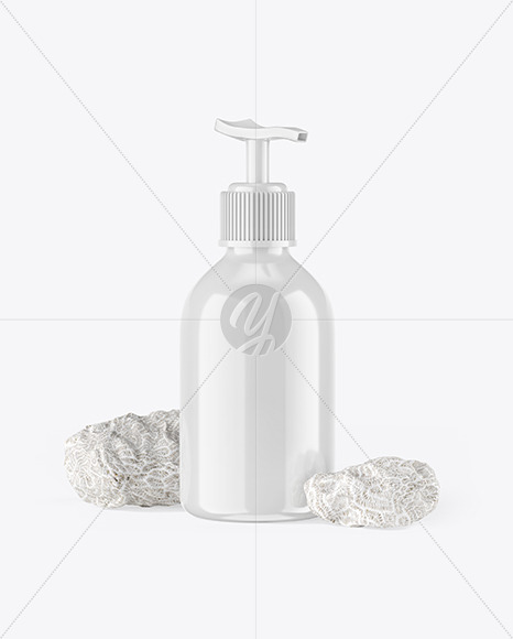 Cosmetic Bottle with Pump & Coral Sponges