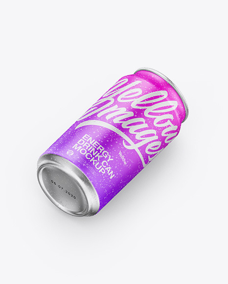 Metallic Can W Matte Finish Mockup - Matte+Drink+Can+W+Condensation+Mockup+In+Can+Mockups+On+Yellow