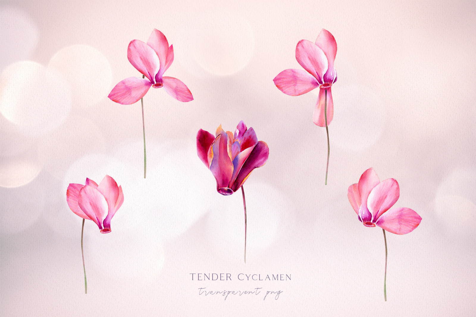 Watercolor clipart with pink floral & rose gold Watercolor clipart with pink floral & rose gold