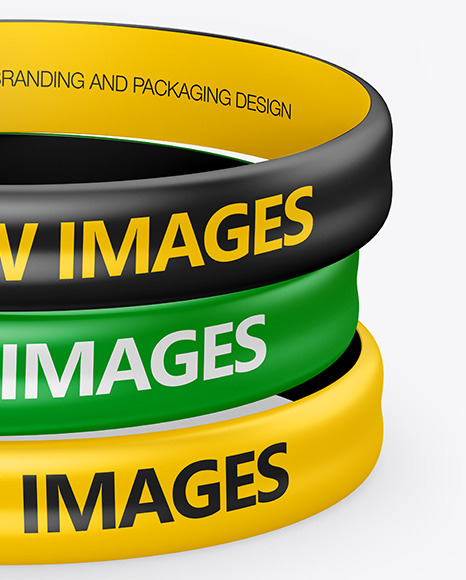 Glossy Silicone Wristbands Mockup