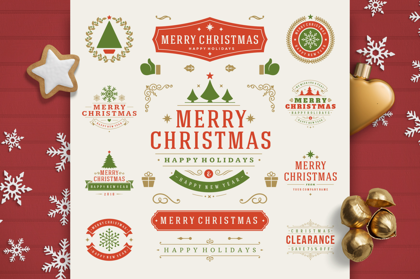 Christmas 30 labels and badges