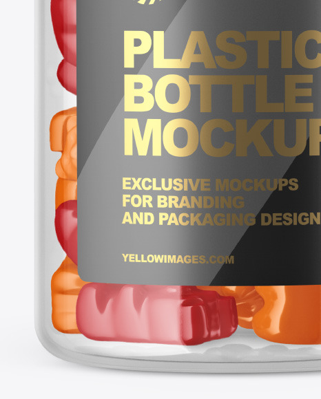 Plastic Bottle with Gummies Mockup