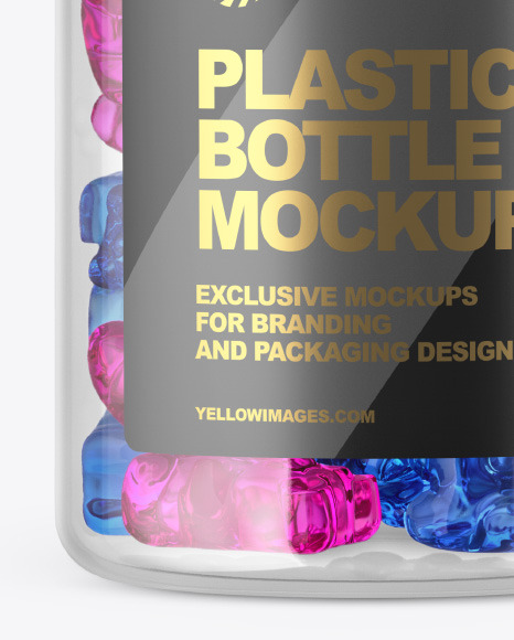 Plastic Bottle with Gummies Mockup