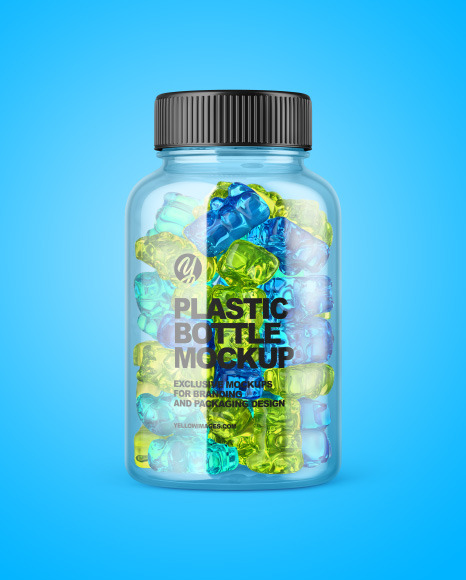 Plastic Bottle with Gummies Mockup