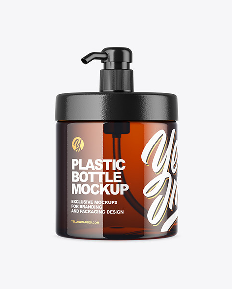 Amber Plastic Bottle Mockup