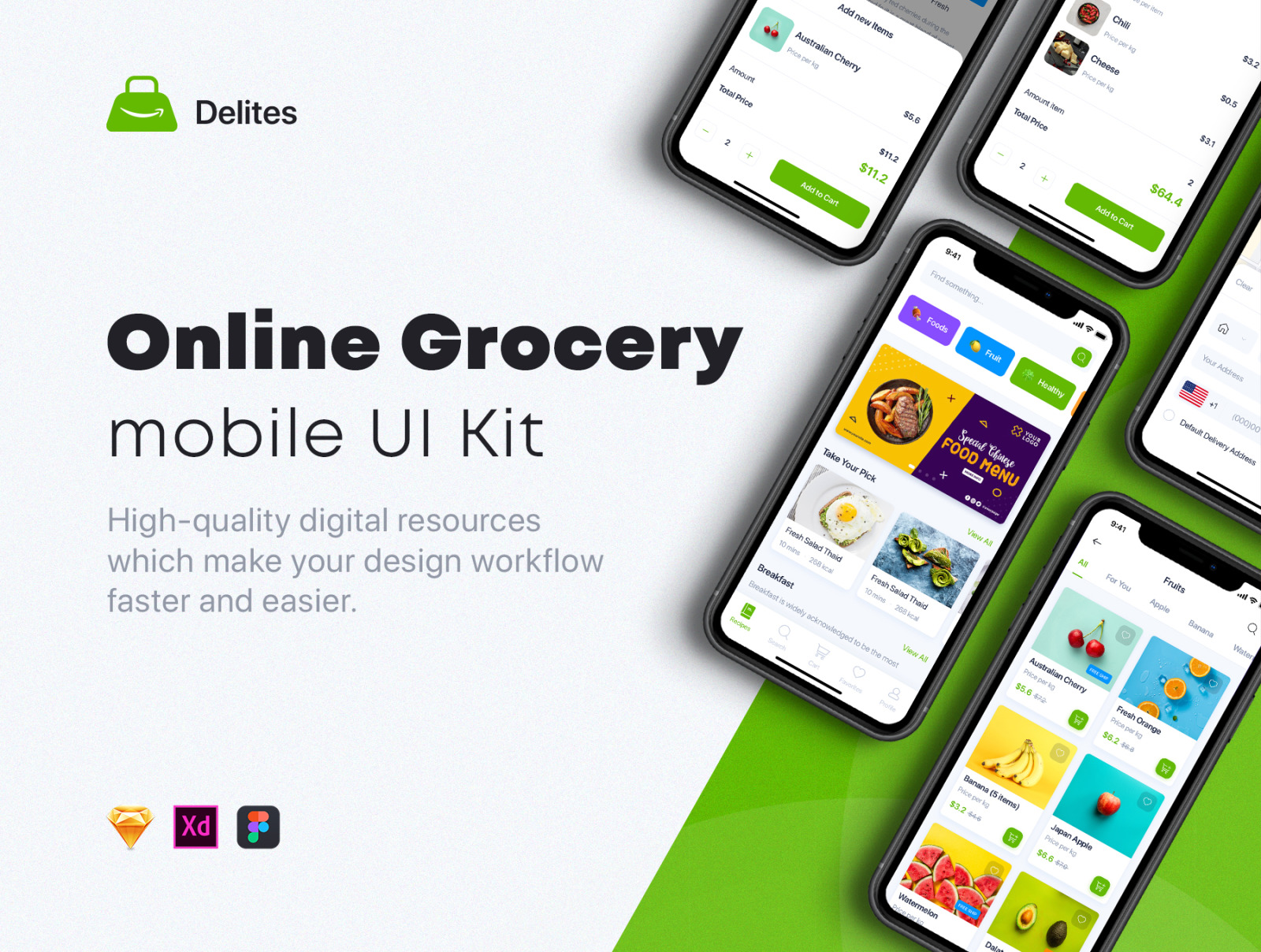 Delites - Online Grocery &amp; Recipes UI Kit