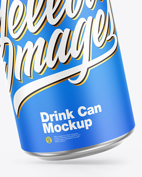 Metallic Drink Can w/ Matte Finish Mockup