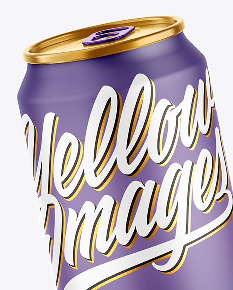 Metallic Drink Can w/ Matte Finish Mockup