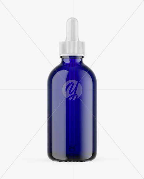 Blue Glass Dropper Bottle Mockup