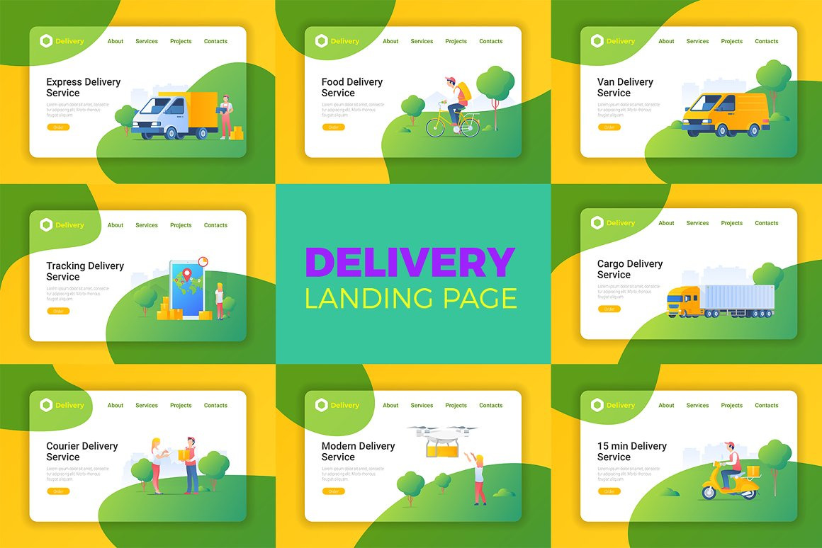 Delivery Cargo Flat Design Vector Templates