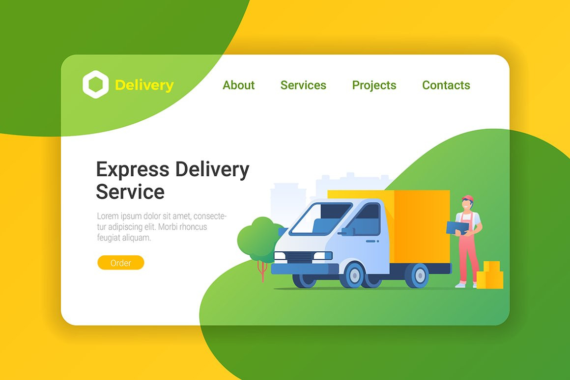 Delivery Cargo Flat Design Vector Templates Delivery Cargo Flat Design Vector Templates