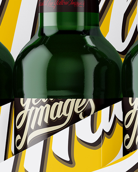 White Paper 6 Pack Green Bottle Carrier Mockup - Halfside View - Free