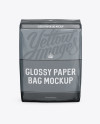 Glossy Paper Bag Mockup - Front View (High-Angle Shot)