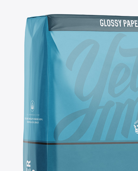 Glossy Paper Bag Mockup - Halfside View