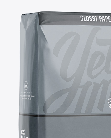 Glossy Paper Bag Mockup - Halfside View