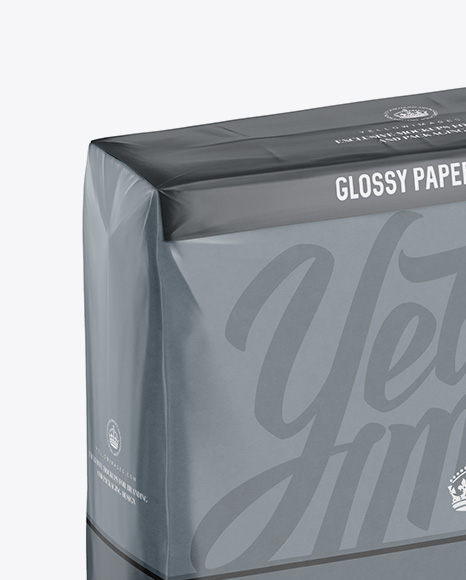 Glossy Paper Bag Mockup - Halfside View (High-Angle Shot)